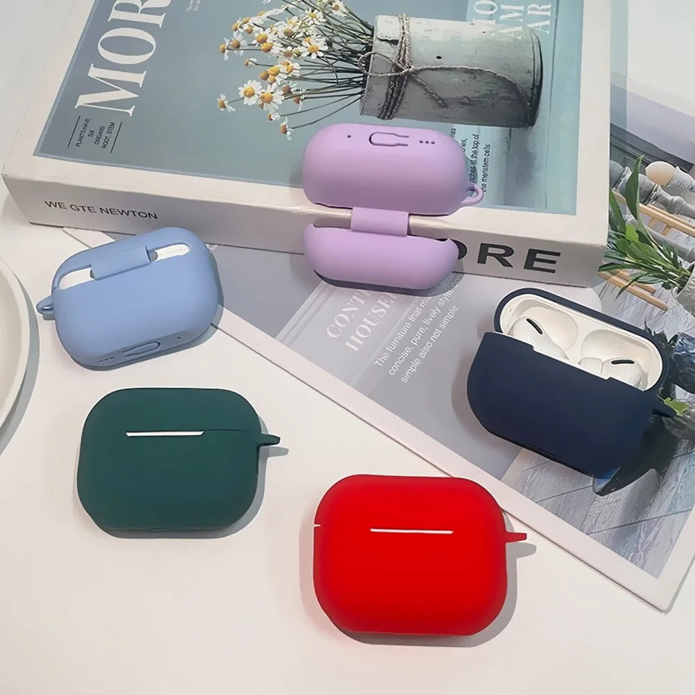 For AirPods Pro 2 1.3mm Soft Silicone Bluetooth-compatible Earphones Protective Case Anti-Fall Cover with Anti-Lost Buckle - Midnight Green - 2