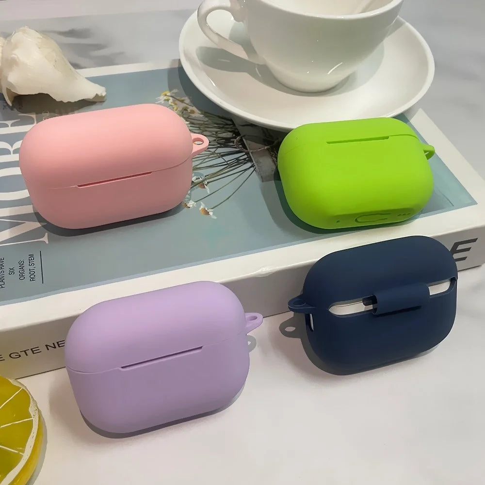 For AirPods Pro 2 1.3mm Soft Silicone Bluetooth-compatible Earphones Protective Case Anti-Fall Cover with Anti-Lost Buckle - Midnight Green - 3