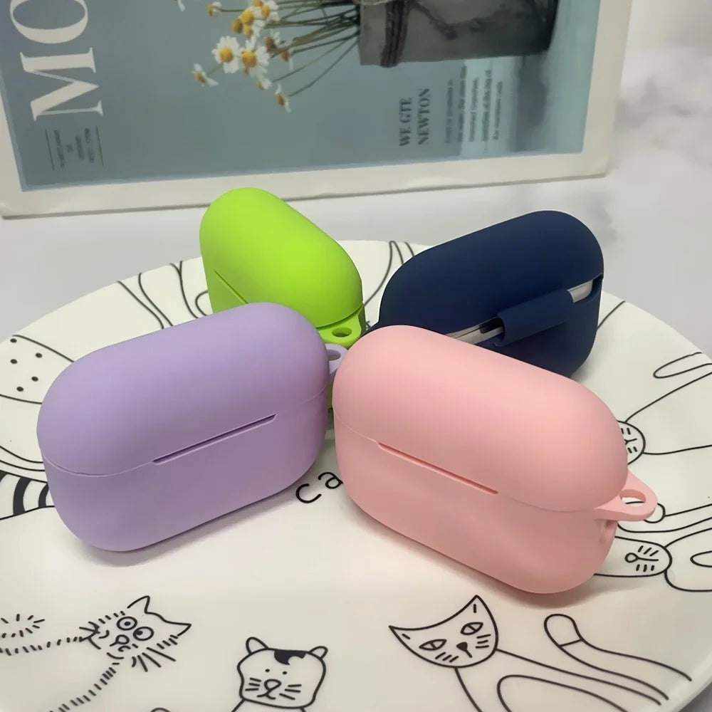 For AirPods Pro 2 1.3mm Soft Silicone Bluetooth-compatible Earphones Protective Case Anti-Fall Cover with Anti-Lost Buckle - Midnight Green - 4
