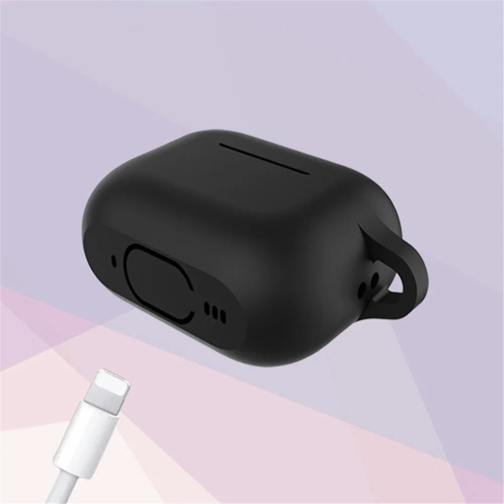A2 For AirPods Pro 2 Bluetooth-compatible Earphone Soft Silicone Protective Case Flat Bottom Anti-scratch Anti-drop Cover with Ring Buckle - Midnight Blue - 5