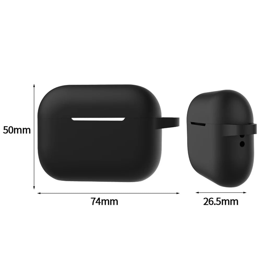 A2 For AirPods Pro 2 Bluetooth-compatible Earphone Soft Silicone Protective Case Flat Bottom Anti-scratch Anti-drop Cover with Ring Buckle - Midnight Blue - 6