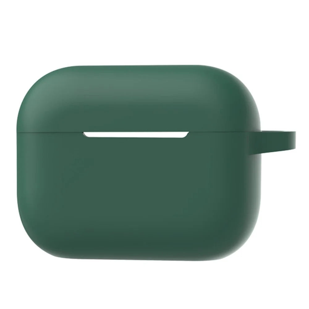 A1 For AirPods Pro 2 Silicone Protective Case Bluetooth-compatible Earphone Flat Bottom Anti-drop Cover with Ring Buckle - Dark Green - 1