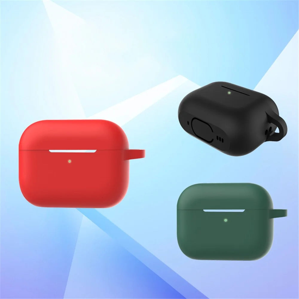 A1 For AirPods Pro 2 Silicone Protective Case Bluetooth-compatible Earphone Flat Bottom Anti-drop Cover with Ring Buckle - Dark Green - 3