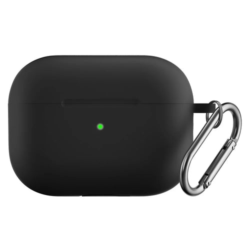For AirPods Pro 2 Silicone Protective Case Scratch-Resistant Earpods Cover with Carabiner - Black - 1