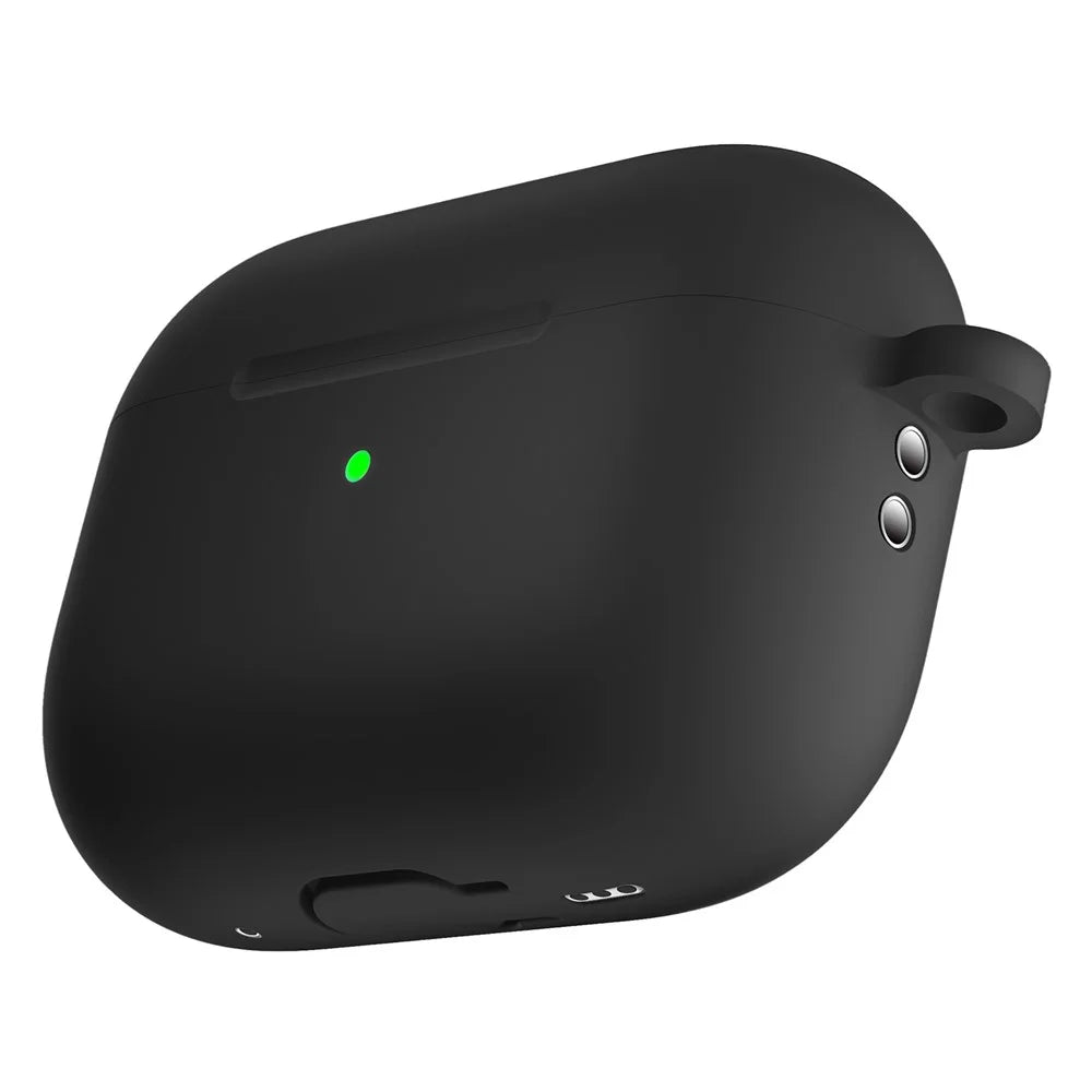 For AirPods Pro 2 Silicone Protective Case Scratch-Resistant Earpods Cover with Carabiner - Black - 3