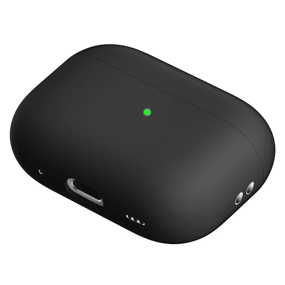 For AirPods Pro 2 Hingeless Design Silicone Case Full Protection Wireless Earphones Skin Cover - Black - 1
