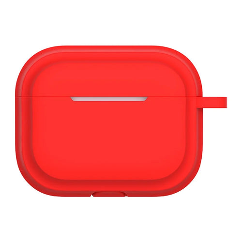 For AirPods Pro 2 Soft Silicone Skin Cover Full Protection Earphones Portable Carrying Case with Keychain Hook - Red - 1