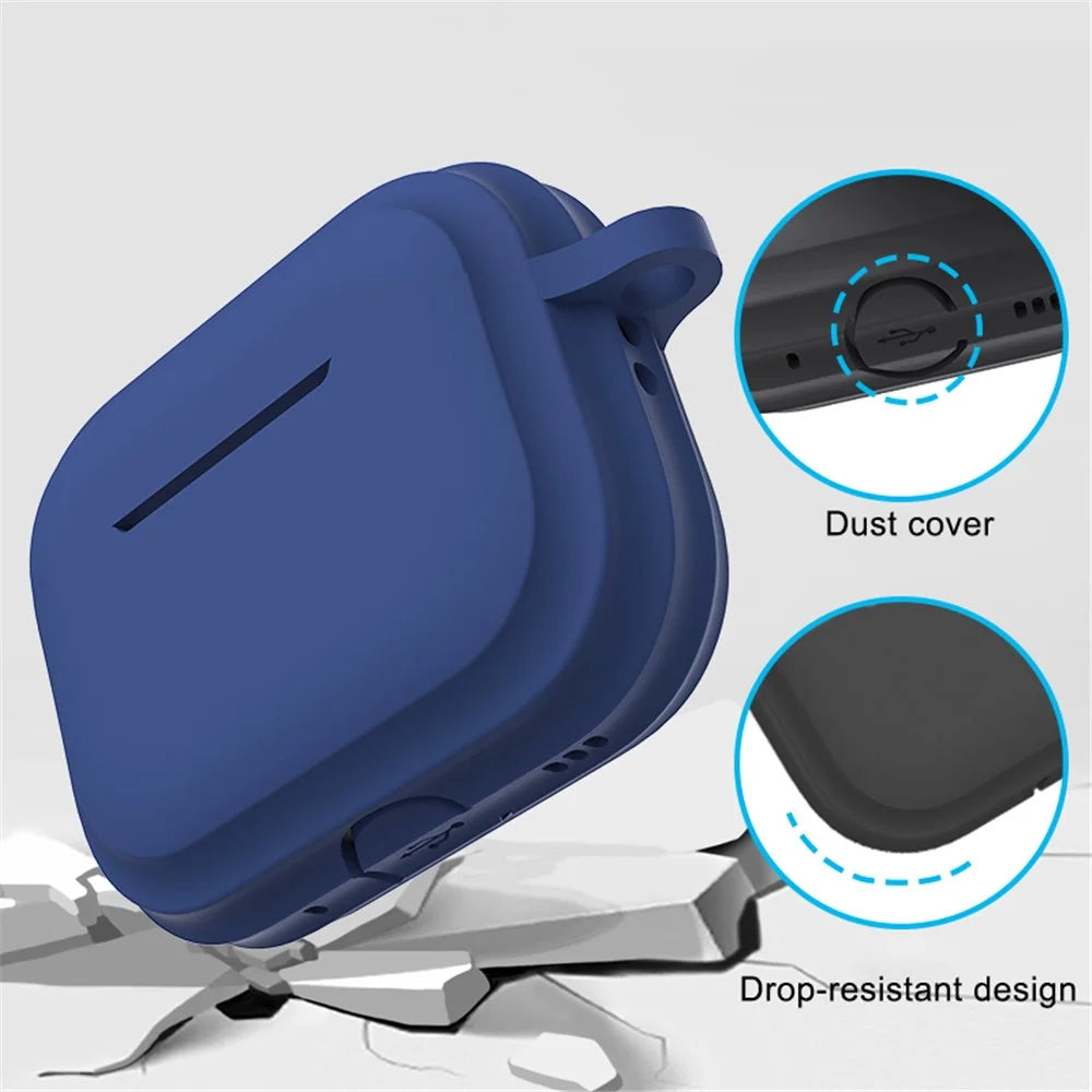 For AirPods Pro 2 Soft Silicone Skin Cover Full Protection Earphones Portable Carrying Case with Keychain Hook - Red - 4