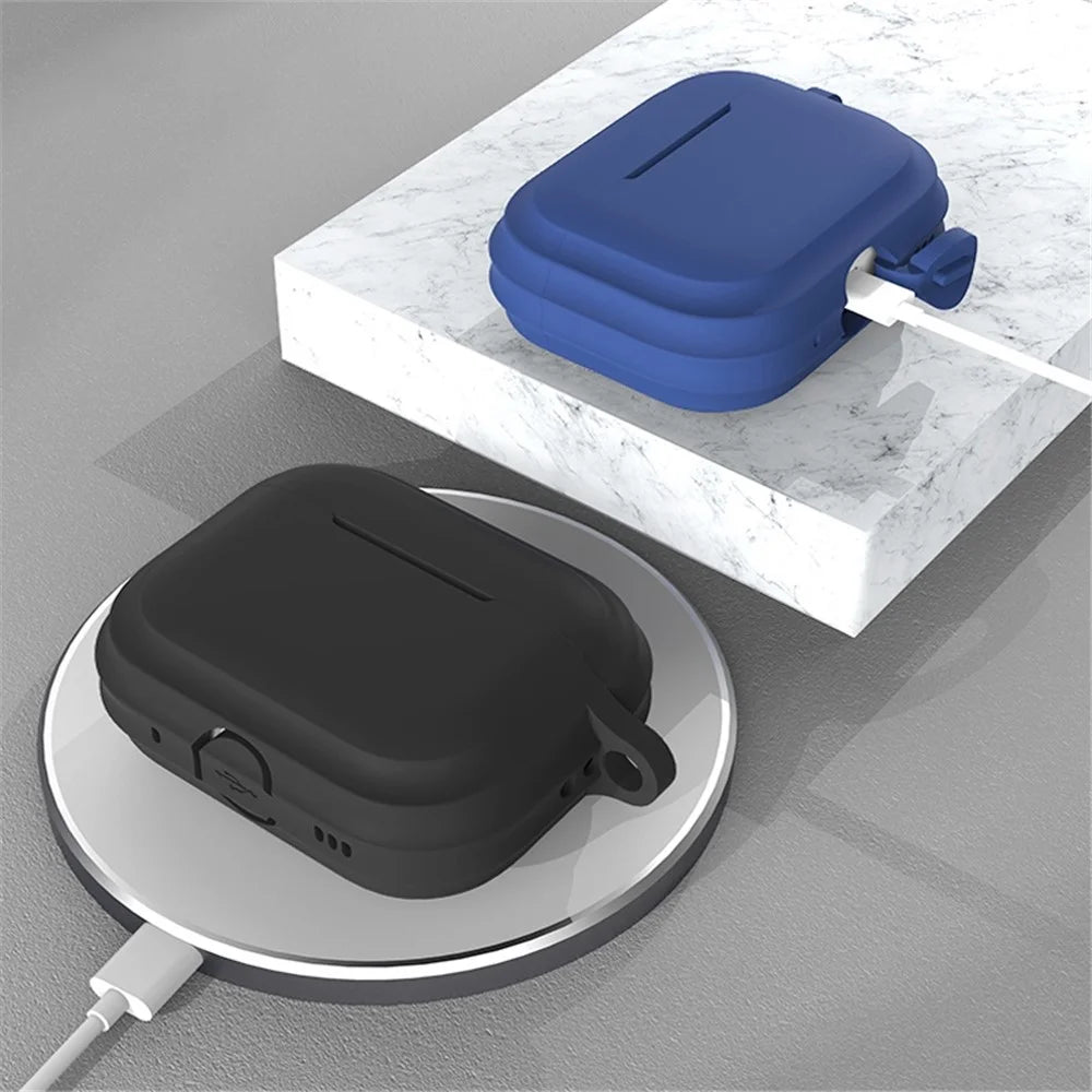 For AirPods Pro 2 Soft Silicone Skin Cover Full Protection Earphones Portable Carrying Case with Keychain Hook - Red - 5