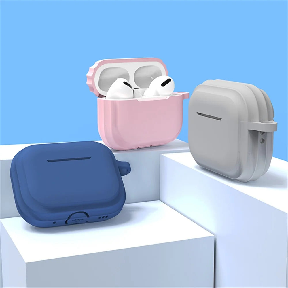 For AirPods Pro 2 Soft Silicone Skin Cover Full Protection Earphones Portable Carrying Case with Keychain Hook - Red - 7