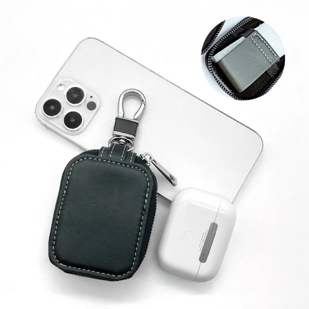 For Apple AirPods 3 / AirPods Pro 2 / AirPods Pro Carrying Case PU Leather Storage Pouch Bag with Keychain - Black - 2