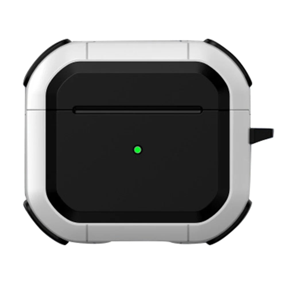 For AirPods Pro 2 Carbon Charging Case Cover Bluetooth-compatible Earbuds Protector Shockproof Cover Dual Color TPU+PC Case with Buckle - White - 1