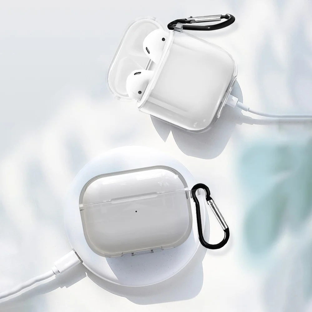 For AirPods Pro 2 / Pro Protective Cover Soft TPU Transparent Shockproof Case with Carabiner Hook - 5