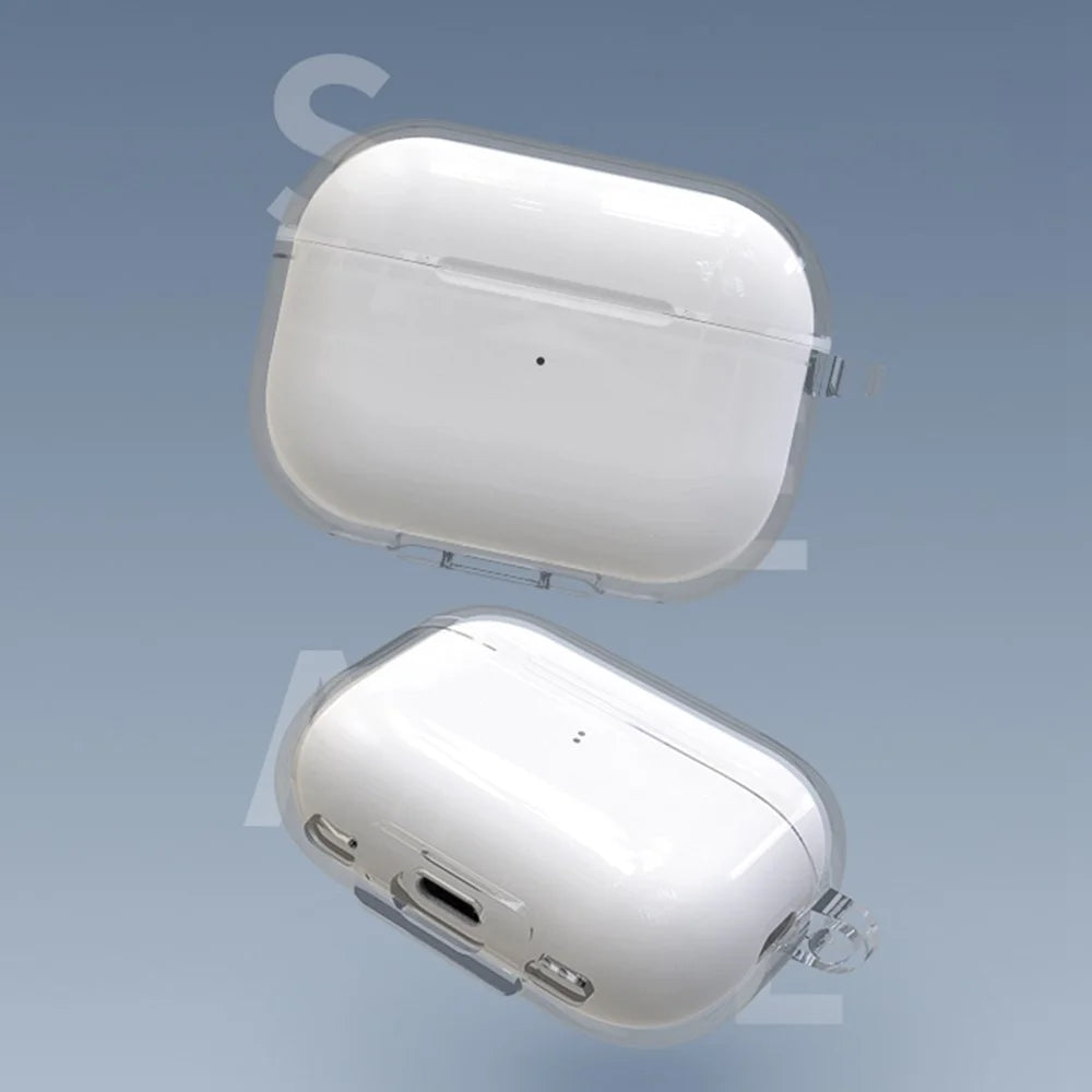 For AirPods Pro 2 / Pro Protective Cover Soft TPU Transparent Shockproof Case with Carabiner Hook - 6