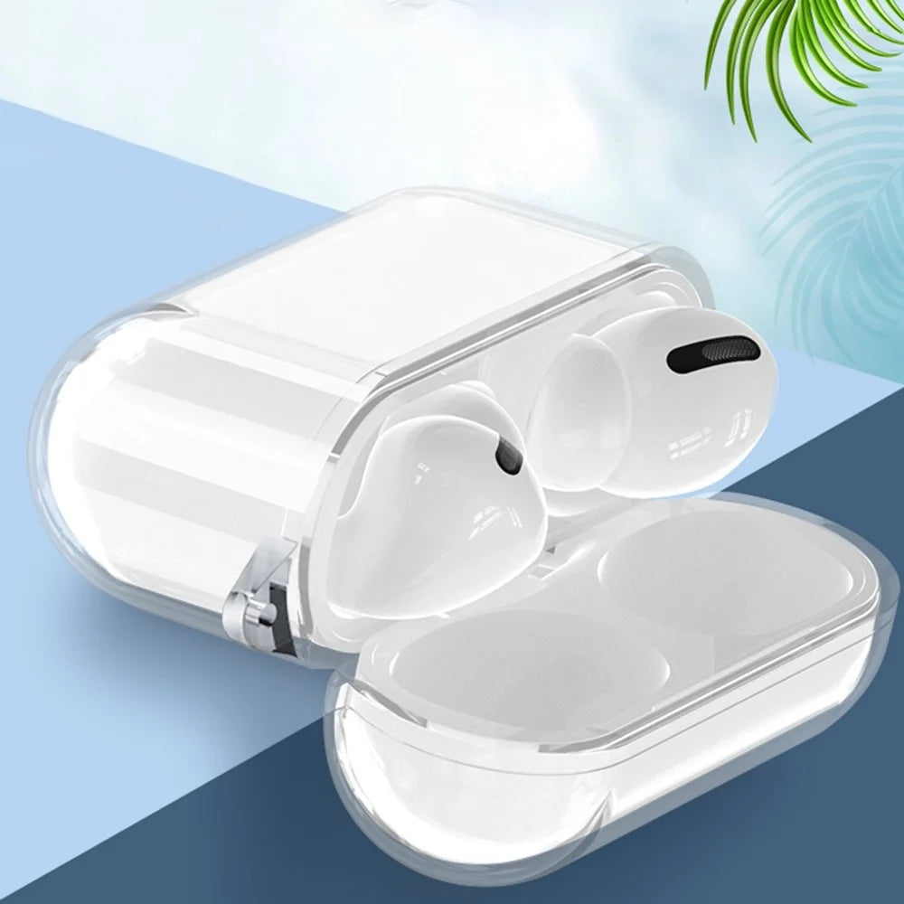 For AirPods Pro 2 / Pro Protective Cover Soft TPU Transparent Shockproof Case with Carabiner Hook - 7
