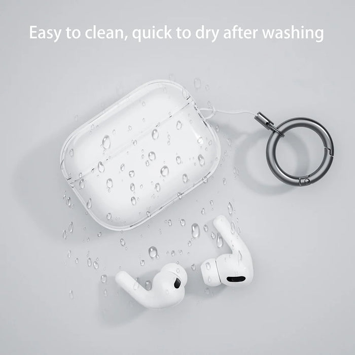 For AirPods Pro 2 Charging Case Cover Glittery Anti-Drop TPU Case Bluetooth-compatible Earbuds Protector with Buckle - Transparent - 3