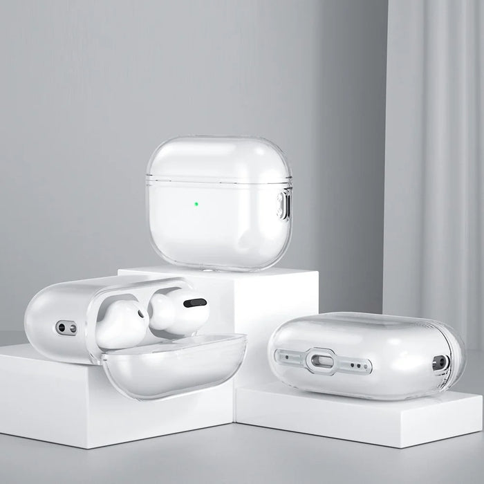 For AirPods Pro 2 Charging Case Cover Glittery Anti-Drop TPU Case Bluetooth-compatible Earbuds Protector with Buckle - Transparent - 5