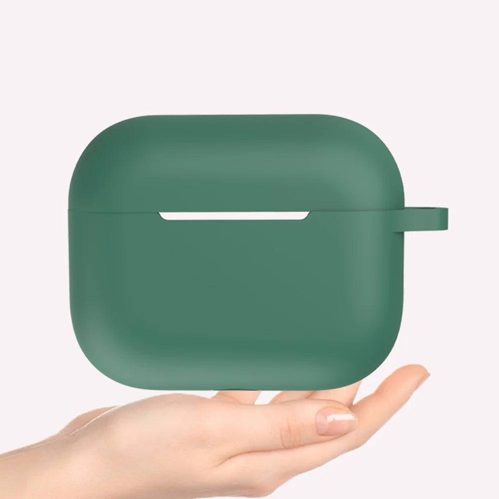 3 in 1 For Apple AirPods Pro 2 Portable Protective Case Set Earbuds Soft Silicone Protector Kit with Keychain  /  Anti-lost Neck Strap - Midnight Green - 3