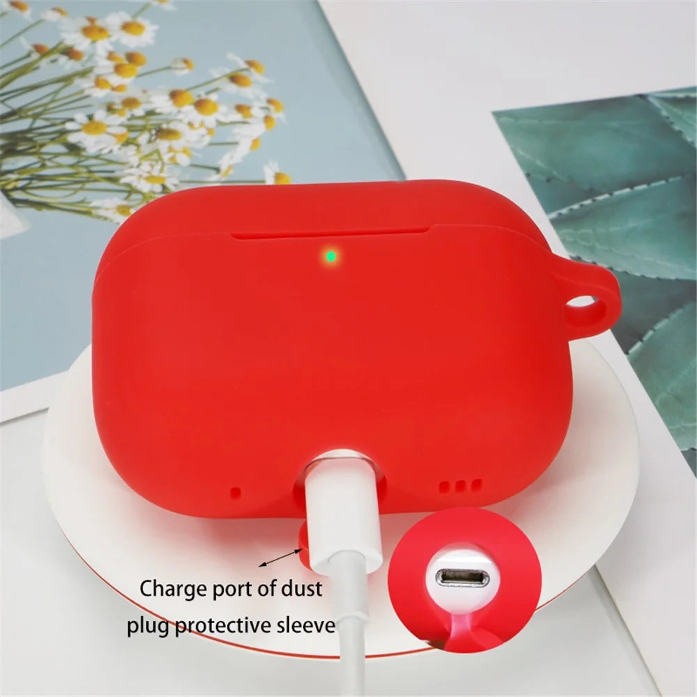 3 in 1 For Apple AirPods Pro 2 Portable Protective Case Set Earbuds Soft Silicone Protector Kit with Keychain  /  Anti-lost Neck Strap - Midnight Green - 4