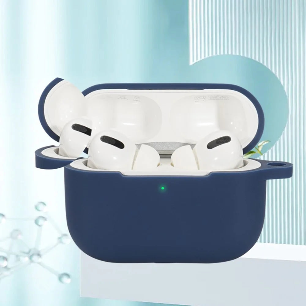 3 in 1 For Apple AirPods Pro 2 Portable Protective Case Set Earbuds Soft Silicone Protector Kit with Keychain  /  Anti-lost Neck Strap - Midnight Green - 6