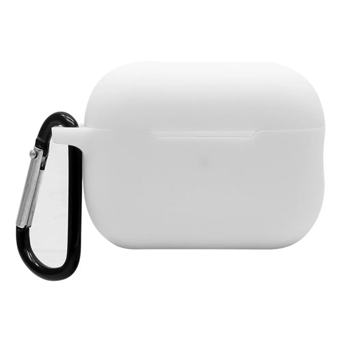 For AirPods Pro 2 Soft Silicone Protective Cover Dust-Proof Ear Bud Earphone Case with Anti-Lost Buckle - White - 1