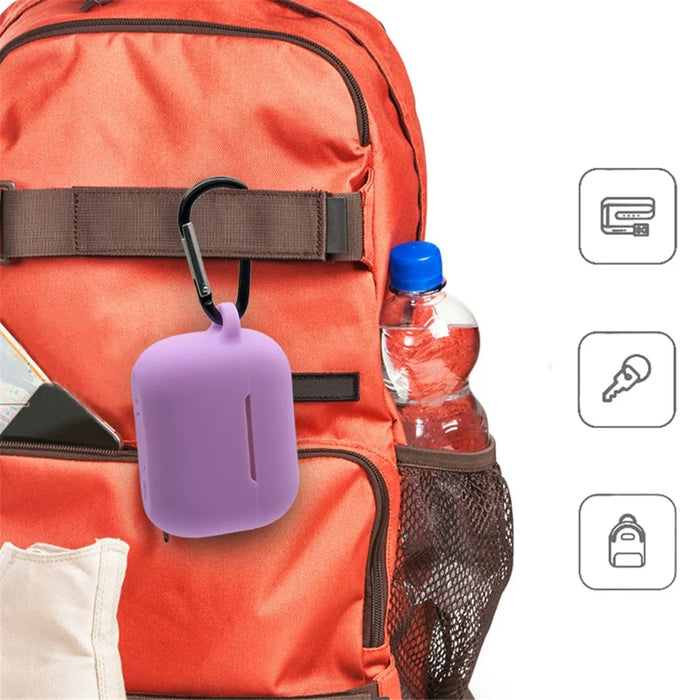 For AirPods Pro 2 Soft Silicone Protective Cover Dust-Proof Ear Bud Earphone Case with Anti-Lost Buckle - White - 4