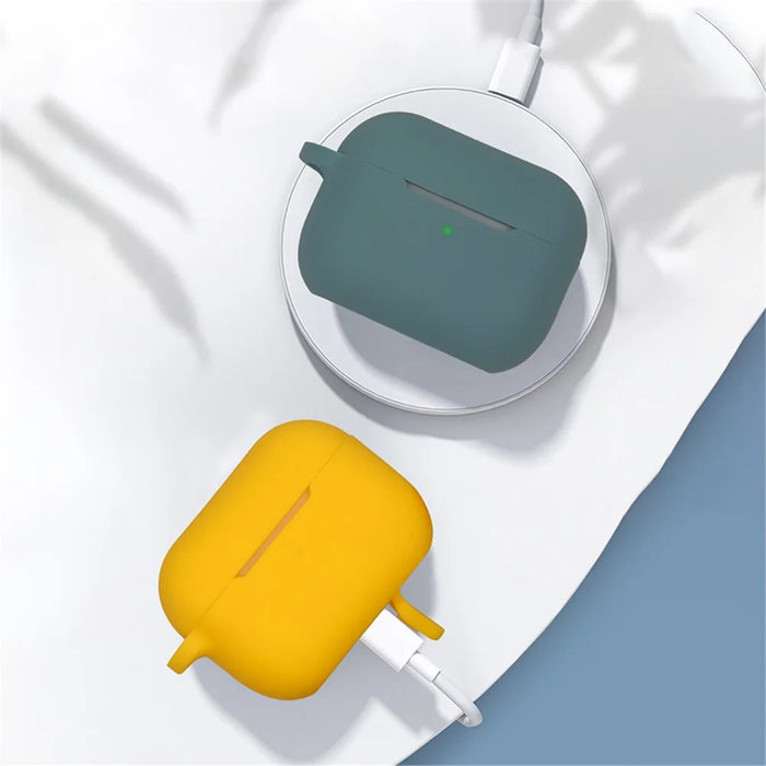 For AirPods Pro 2 Soft Silicone Protective Cover Dust-Proof Ear Bud Earphone Case with Anti-Lost Buckle - White - 6