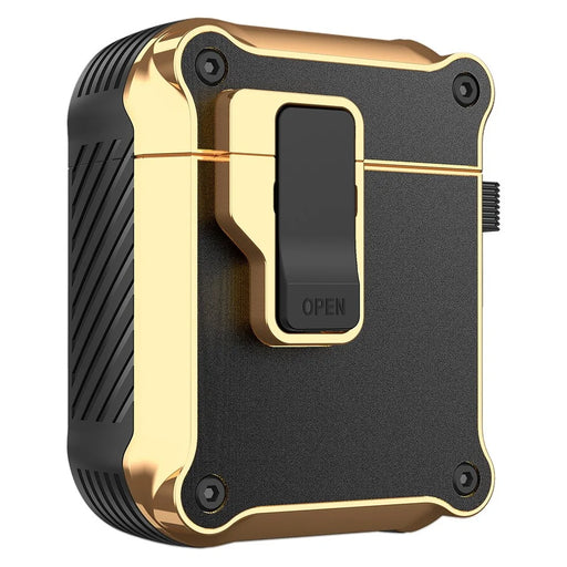 For Apple AirPods with Charging Case (2016)  /  (2019)  /  AirPods with Wireless Charging Case (2019) Protective Cover TPU+PC + Hardware Case Cover with Auto Opening Lock - Black - 1
