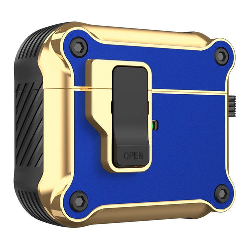 For Apple AirPods 3 Protective Cover Bluetooth-compatible Earbuds Case TPU+PC + Hardware Shockproof Cover with Auto Opening Lock - Blue - 1