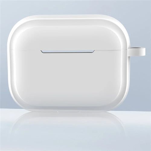 For AirPods Pro 2 Stripe Silicone Case Shock-Absorbing Protective Earphone Cover with Keychain - White - 1