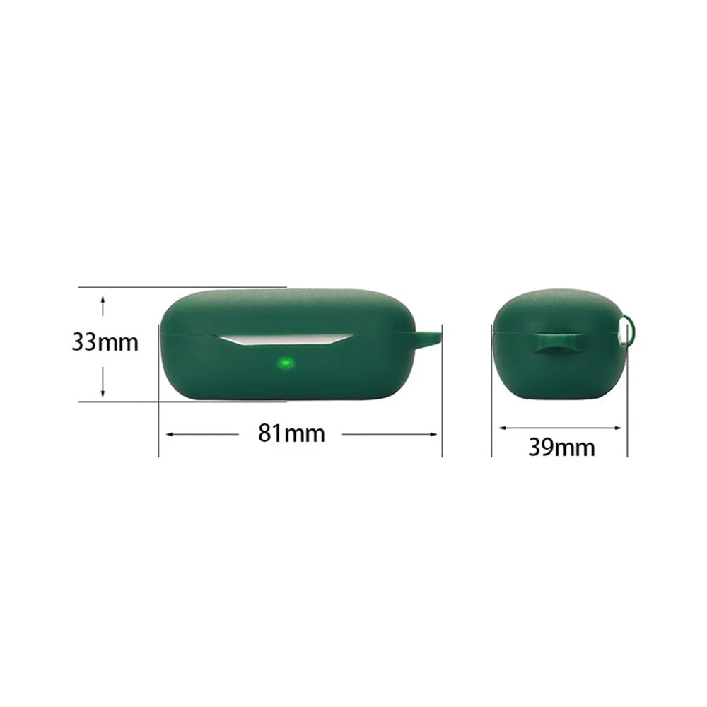 Drop Protection Case for Huawei FreeBuds SE Earphone Charging Box, Silicone Soft Cover with Carrying Buckle - Blackish Green - 7
