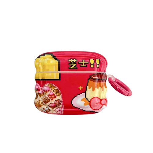 For Apple AirPods Pro Lovely Cheese Pattern TPU Earphone Anti-drop Case Wave Edge Protective Cover with Ring Buckle - 1