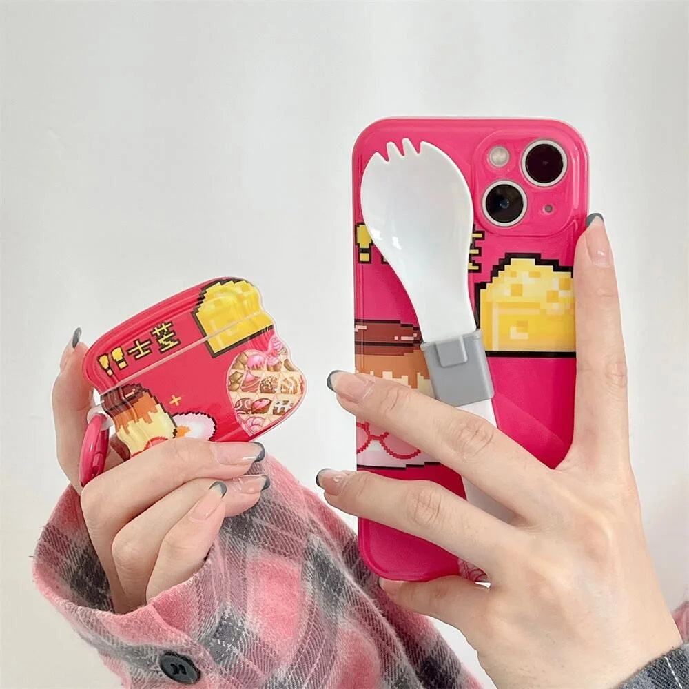 For Apple AirPods Pro Lovely Cheese Pattern TPU Earphone Anti-drop Case Wave Edge Protective Cover with Ring Buckle - 5