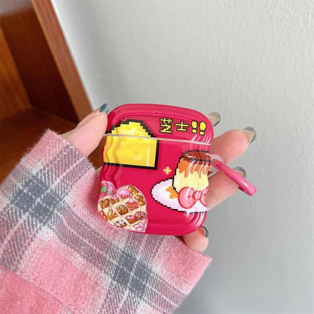 For Apple AirPods with Charging Case (2016) / (2019) / AirPods with Wireless Charging Case (2019) Wave Edge Cheese Pattern TPU Earphone Case Protective Cover with Ring Buckle - 3