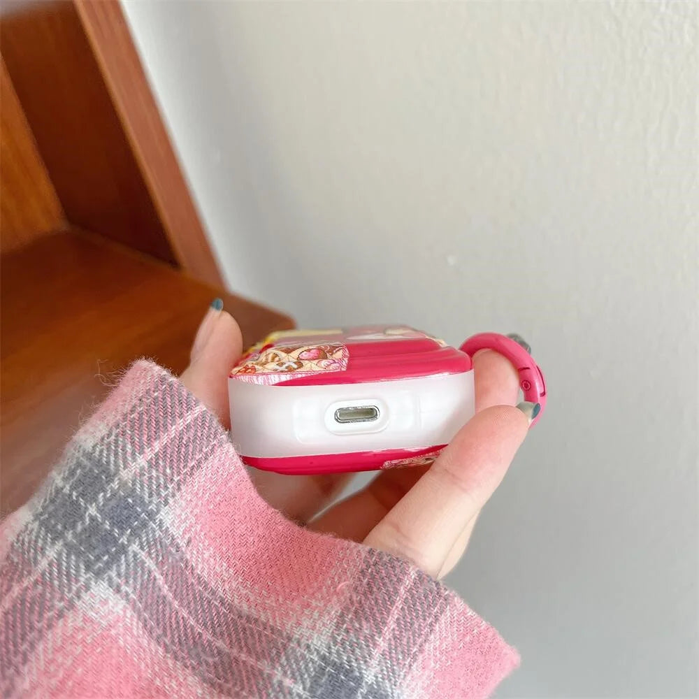 For Apple AirPods with Charging Case (2016) / (2019) / AirPods with Wireless Charging Case (2019) Wave Edge Cheese Pattern TPU Earphone Case Protective Cover with Ring Buckle - 4