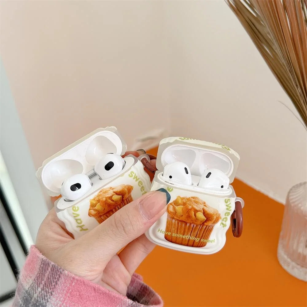 For Apple AirPods with Charging Case (2016) / (2019) / AirPods with Wireless Charging Case (2019) Wave Edge TPU Anti-drop Case Cake Pattern Cute Protective Cover with Ring Buckle - 6