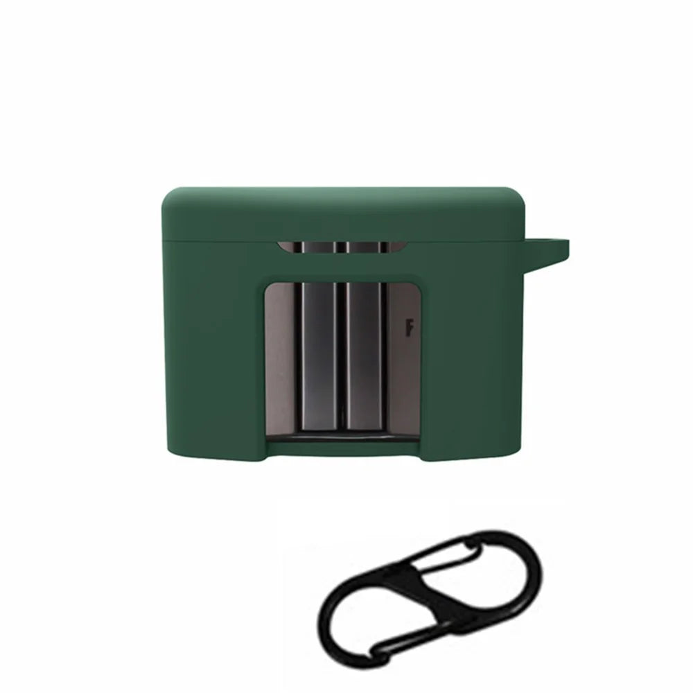 For FIIL CC Pro2 Silicone Case Bluetooth-compatible Earphone Anti-scratch Protective Cover with Anti-lost Buckle - Blackish Green - 1