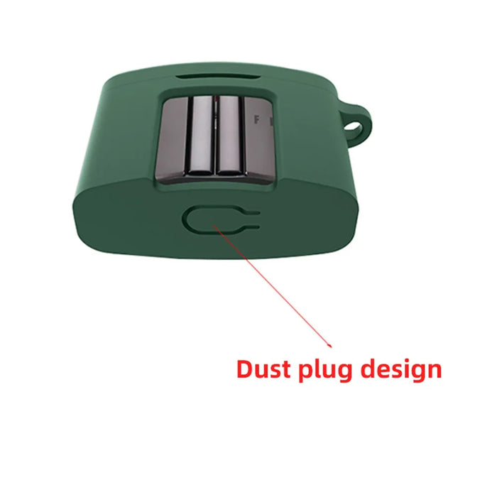 For FIIL CC Pro2 Silicone Case Bluetooth-compatible Earphone Anti-scratch Protective Cover with Anti-lost Buckle - Blackish Green - 4