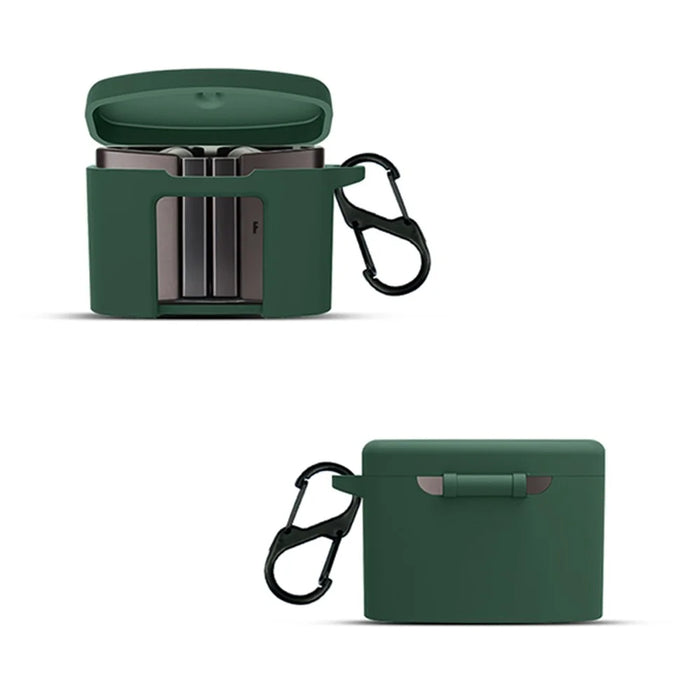 For FIIL CC Pro2 Silicone Case Bluetooth-compatible Earphone Anti-scratch Protective Cover with Anti-lost Buckle - Blackish Green - 5