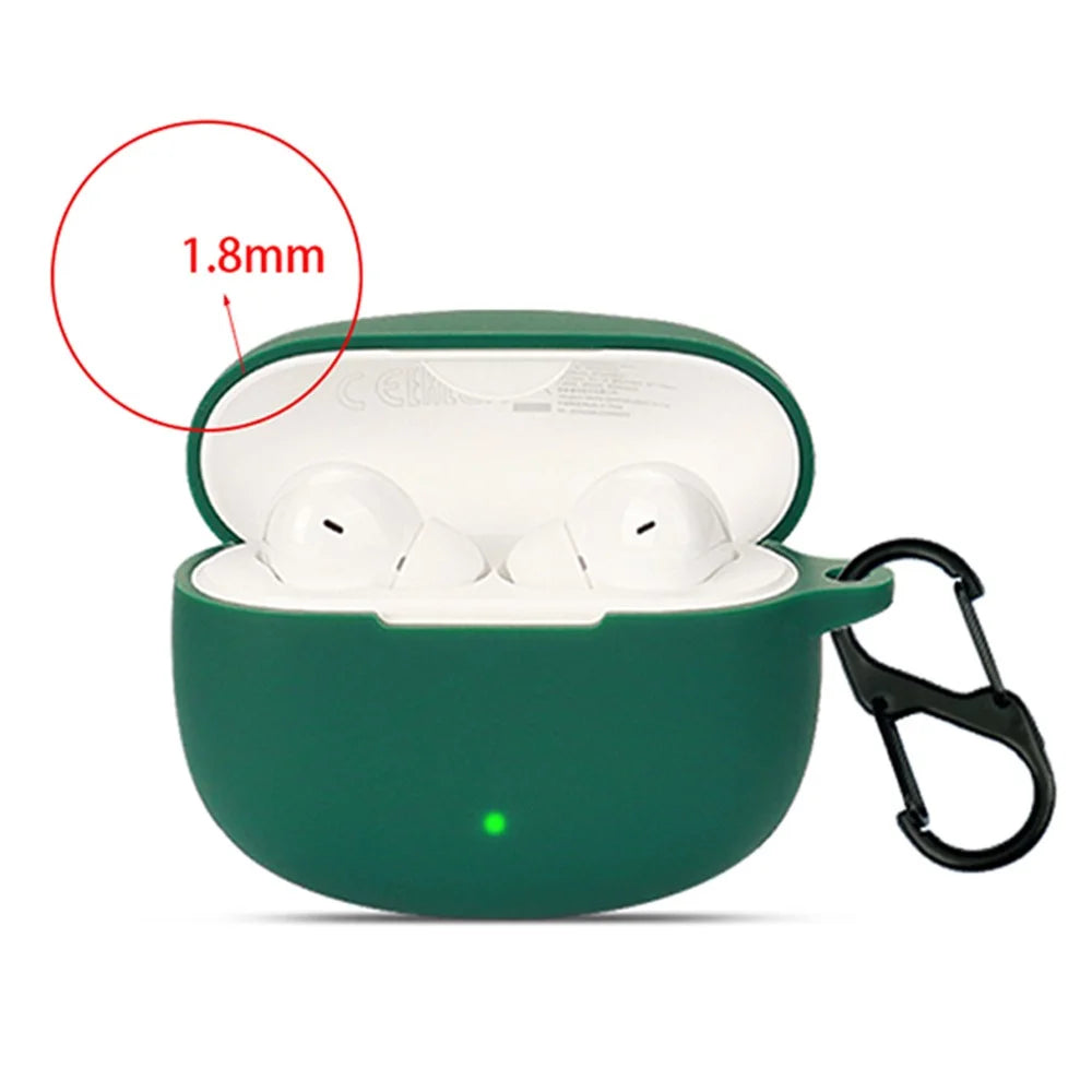 For Honor Earbuds X3i Silicone Bluetooth-compatible Earphone Silicone Case Anti-drop Earbuds Cover with Anti-lost Buckle - Blackish Green - 4