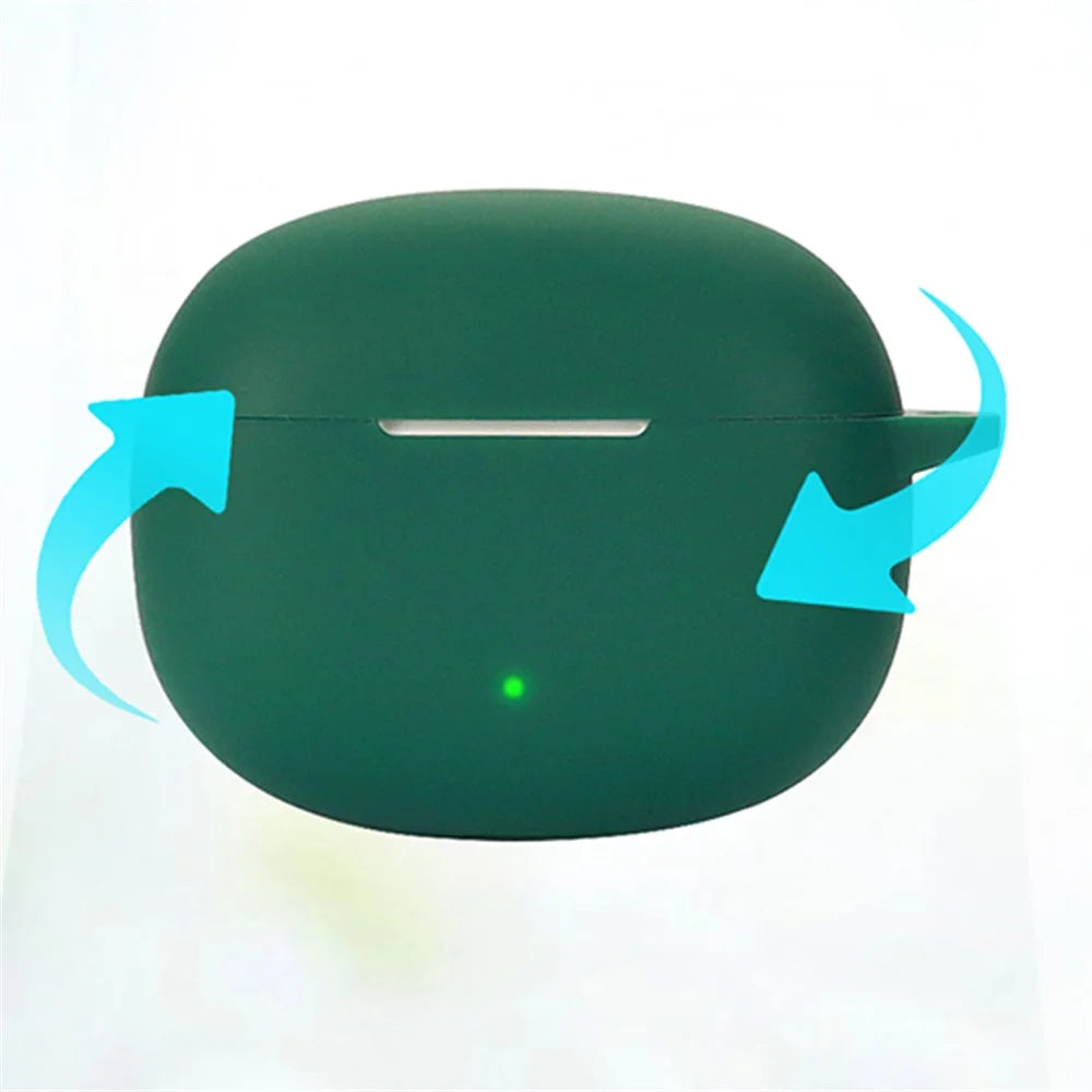 For Honor Earbuds X3i Silicone Bluetooth-compatible Earphone Silicone Case Anti-drop Earbuds Cover with Anti-lost Buckle - Blackish Green - 5