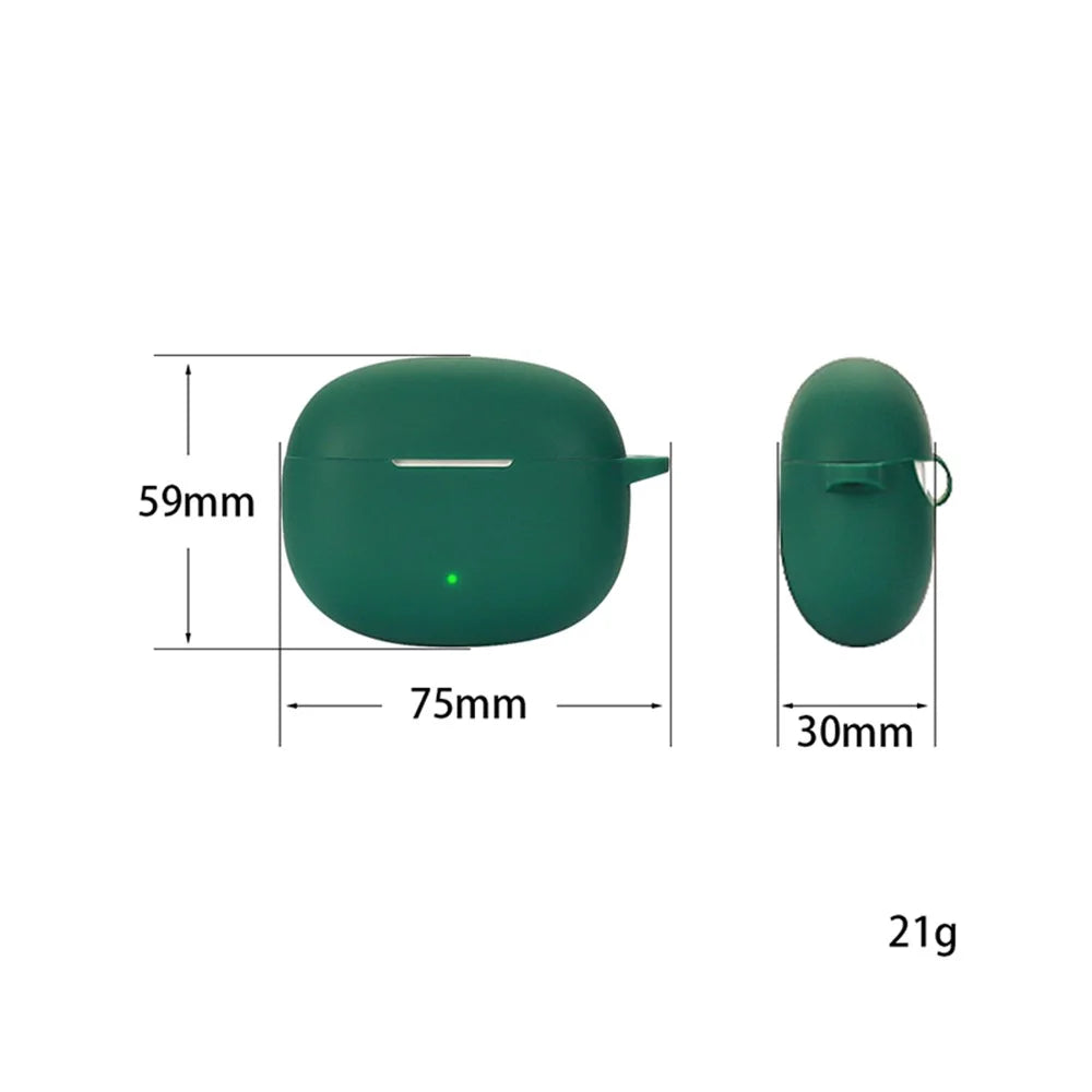 For Honor Earbuds X3i Silicone Bluetooth-compatible Earphone Silicone Case Anti-drop Earbuds Cover with Anti-lost Buckle - Blackish Green - 7