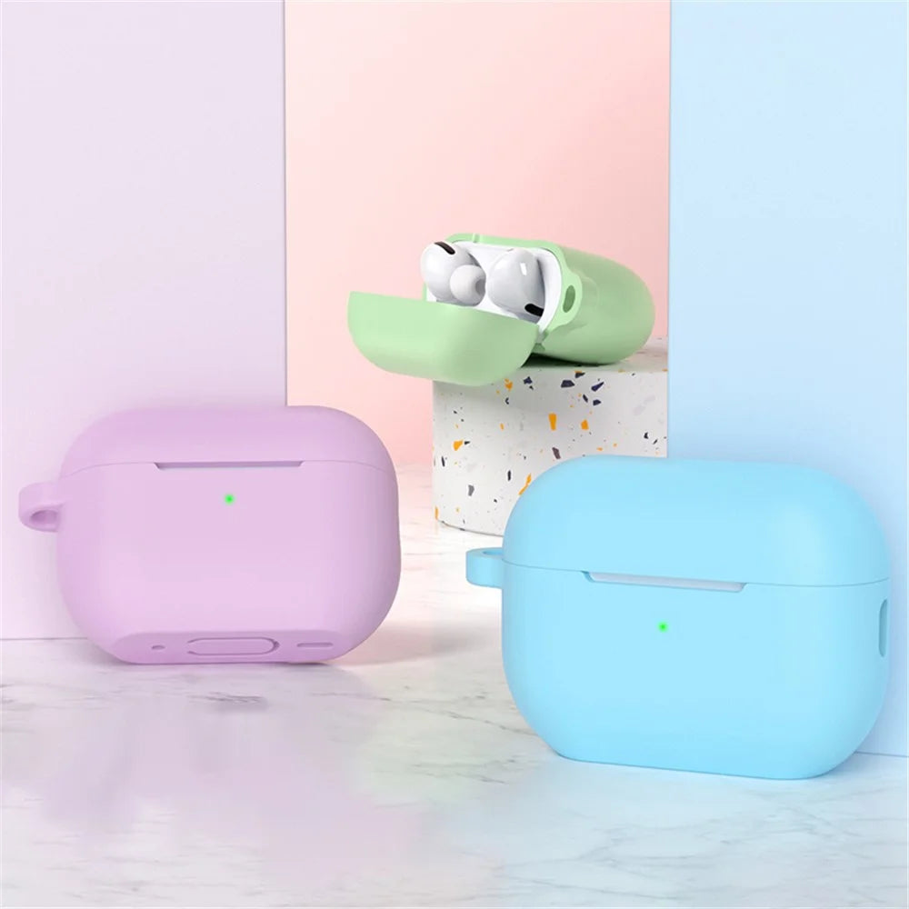 For AirPods Pro 2 Bluetooth-compatible Earphone Flat Bottom Silicone Protective Case Anti-scratch Anti-drop Cover - Red - 2