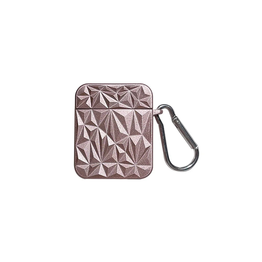 For Apple AirPods with Charging Case (2016) / (2019) / AirPods with Wireless Charging Case (2019) Diamond Texture Protective Case PC Anti-drop Cover - Pink - 1