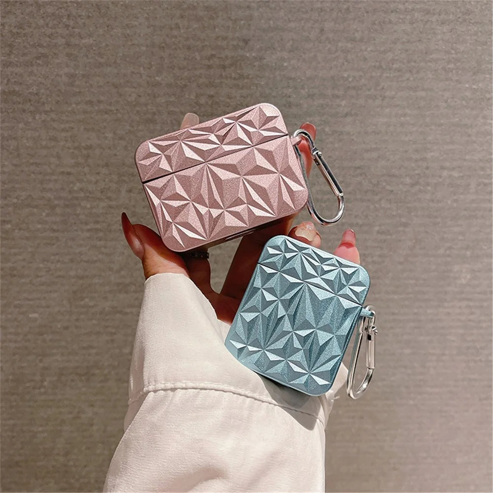 For Apple AirPods with Charging Case (2016) / (2019) / AirPods with Wireless Charging Case (2019) Diamond Texture Protective Case PC Anti-drop Cover - Pink - 4