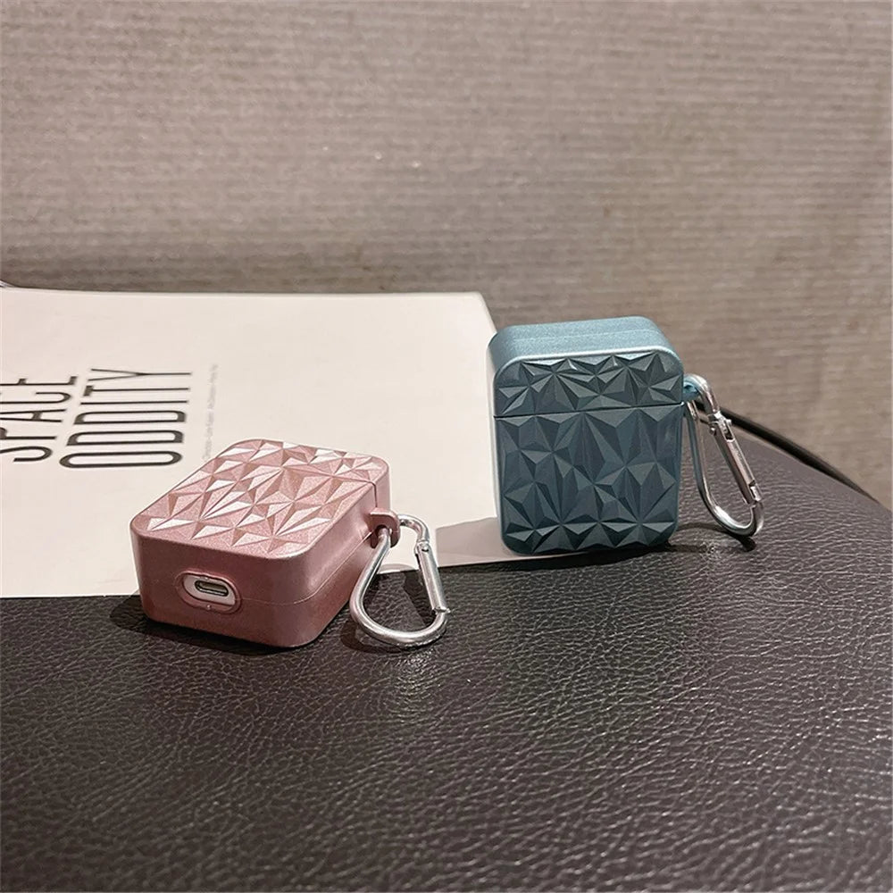 For Apple AirPods with Charging Case (2016) / (2019) / AirPods with Wireless Charging Case (2019) Diamond Texture Protective Case PC Anti-drop Cover - Pink - 6