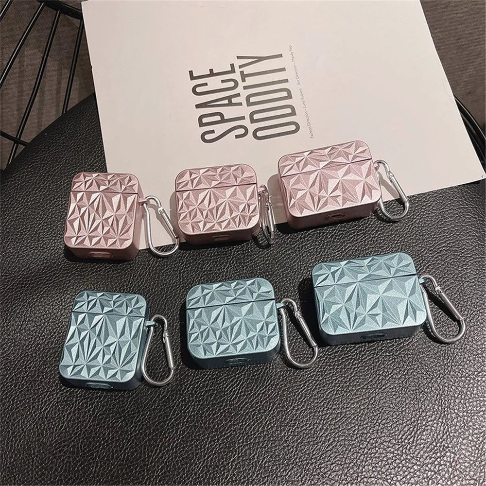 For Apple AirPods with Charging Case (2016) / (2019) / AirPods with Wireless Charging Case (2019) Diamond Texture Protective Case PC Anti-drop Cover - Pink - 7