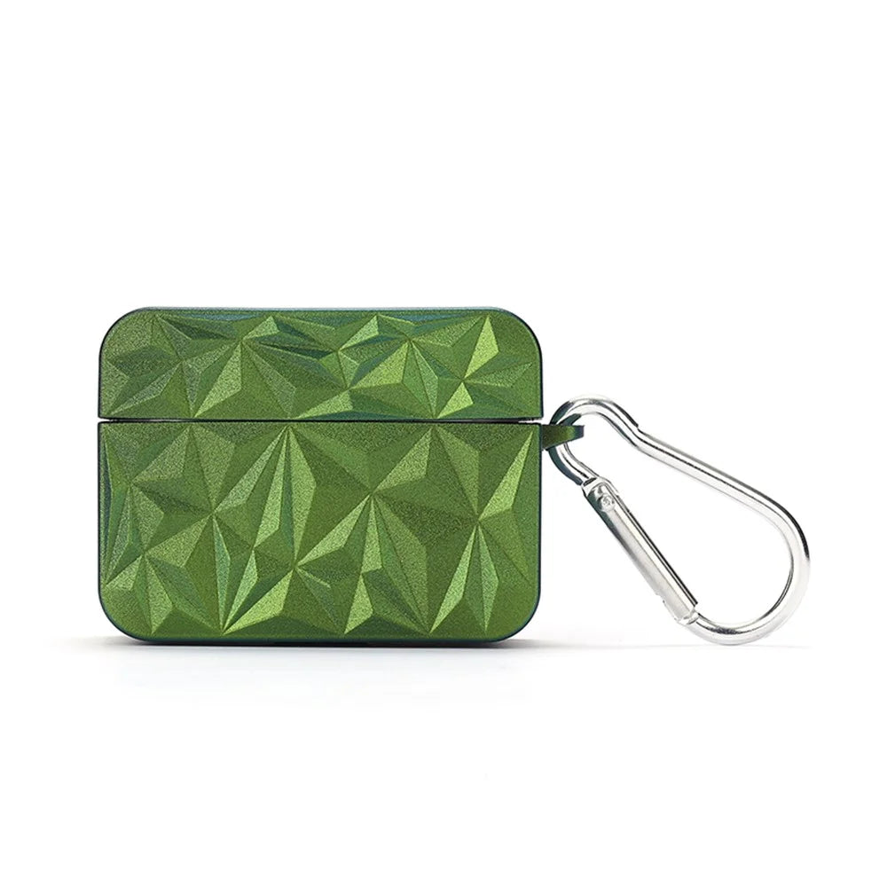 For Apple AirPods Pro Diamond Texture Protective Case Hard PC Anti-drop Anti-dirt Cover - Green - 1