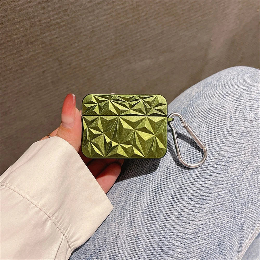 For Apple AirPods Pro Diamond Texture Protective Case Hard PC Anti-drop Anti-dirt Cover - Green - 4