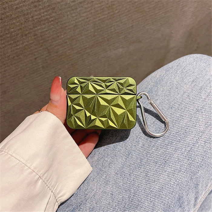 For Apple AirPods Pro Diamond Texture Protective Case Hard PC Anti-drop Anti-dirt Cover - Green - 4